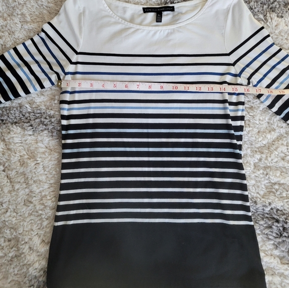 Striped Black and White 3/4 Sleeve Top | Size XS | White House Black Market - Picture 3 of 6